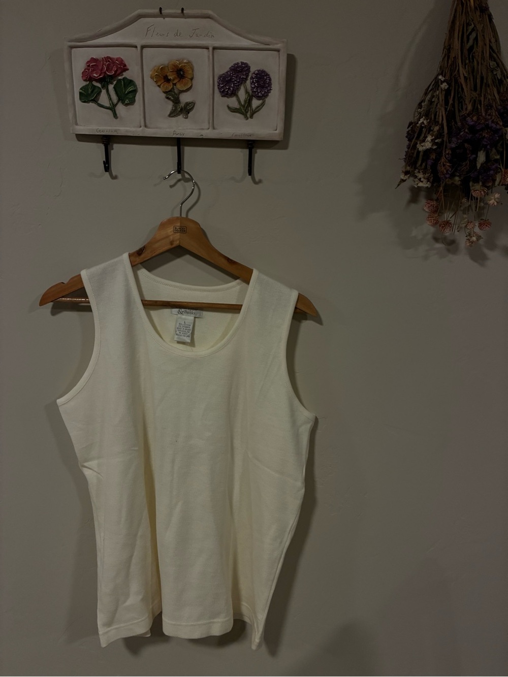 Christopher & Banks Cream Ribbed Sleeveless Tank